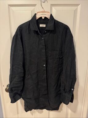 AYR The Deeper End - Black Linen Shirt Jacket - Button-Up Lightweight